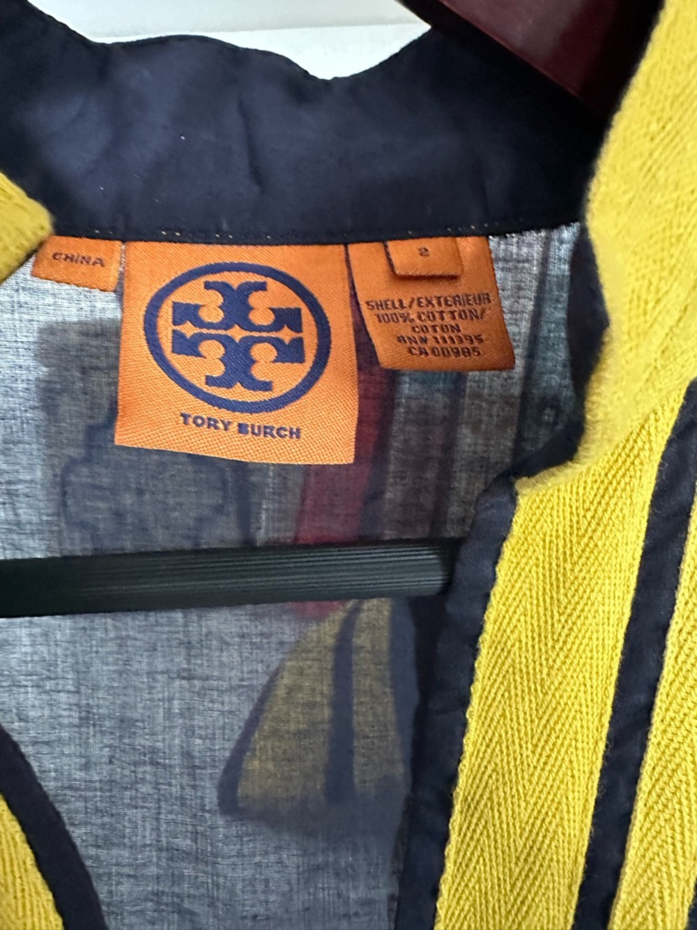Tory Burch Navy Long-Sleeve Tunic with Yellow Trim - Picture 7 of 7